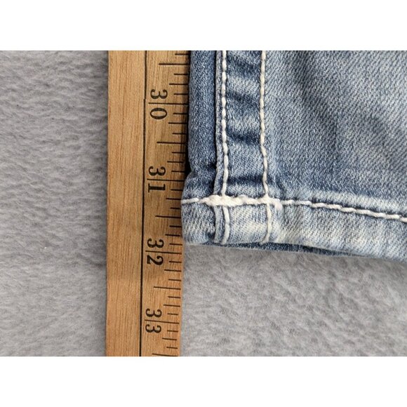 BKE Jeans Womens SZ 28 Blue Payton Slim Straight Embroidered Distressed Whiskers - Picture 7 of 15